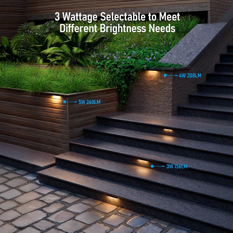 LEONLITE 7 Inch LED Hardscape Lighting, Update Retaining Wall Lights, LED Landscape Lighting, 12-24V AC/DC Paver Light Low Voltage, 3W/4W/5W Dimmable Outdoor Step Lights, 2700K Soft White, ETL, 4 Pack - Image 2